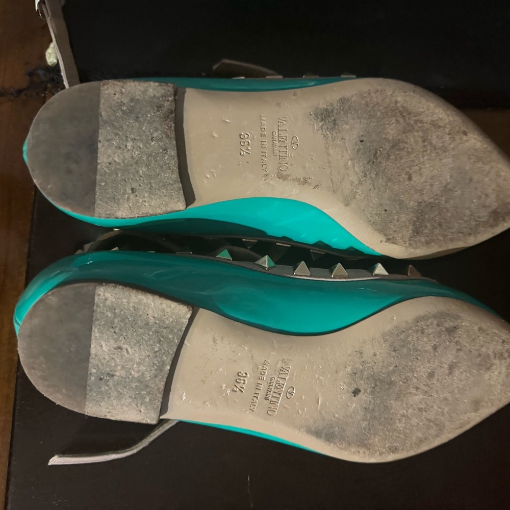 Valentino Rockstud Seafoam Blue Flats -36.5 - Picture 11 of 16
